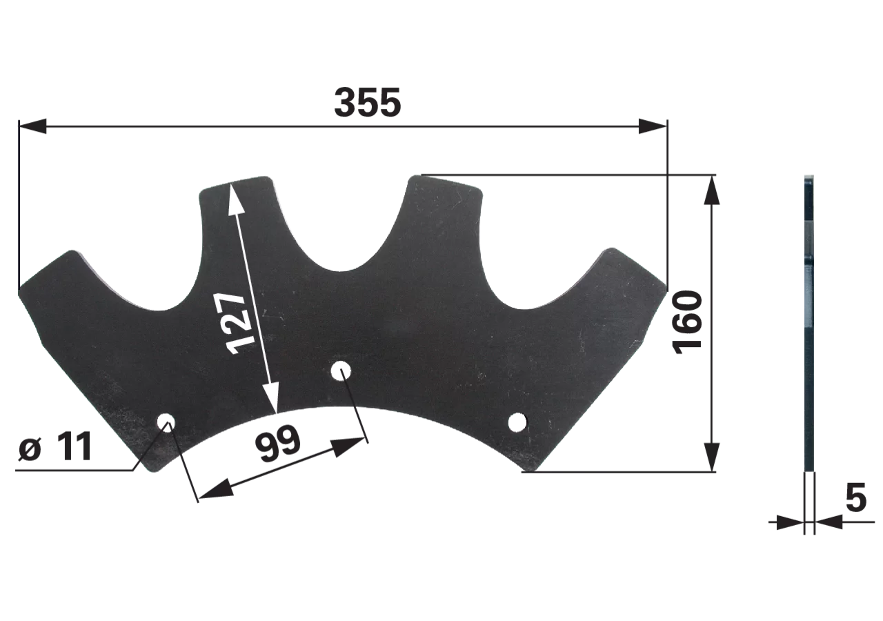 Sägeblatt L 355 x B 160 x S 5 mm, roh-Schwarz – passend für Kirchner T06080070 GartenShop24