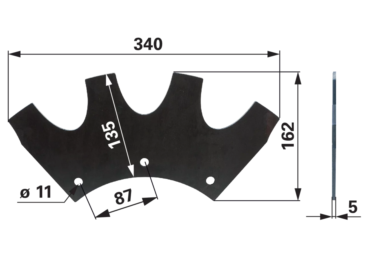 Sägeblatt L 340 x B 162 x S 5 mm, roh-Schwarz – passend für Kirchner T06080080 GartenShop24