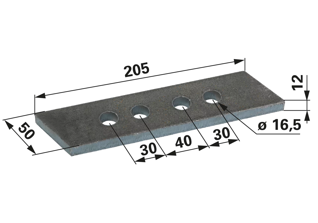 Schraubzinke L 205 x B 50 x S 12 mm, Hardox passend zu Tebbe GartenShop24