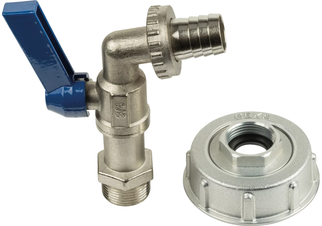 IBC Adapter S60 x 6 auf Kugelhahn GEKA Plus GEKA