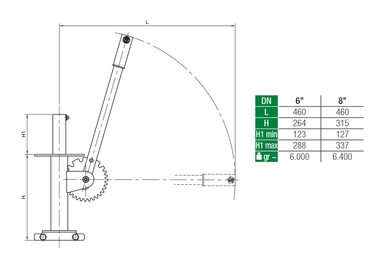 Hebel mit Zahnstange, für 8 Zoll Schieber MZ 0933 MZ