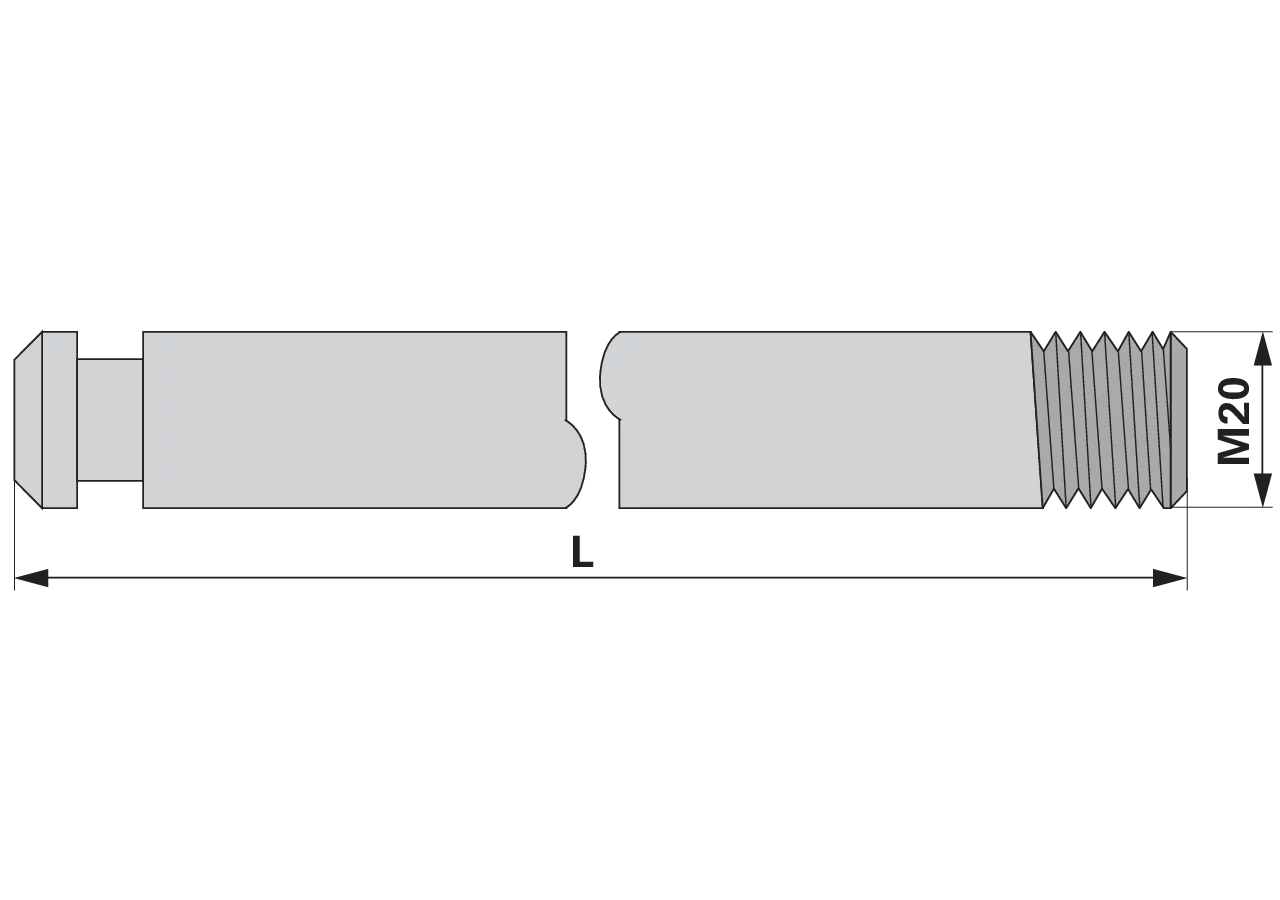 Hubstange 6 Zoll, L 255 mm, M20 x 2 mm MZ MZ
