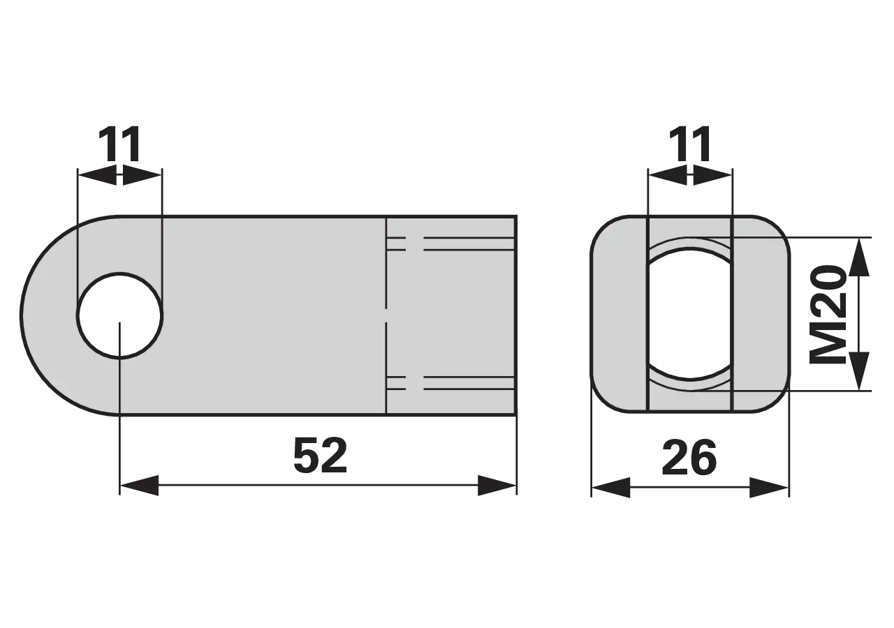 Gabelkopf M20, für Kolbenschieber 4–8 Zoll MZ MZ