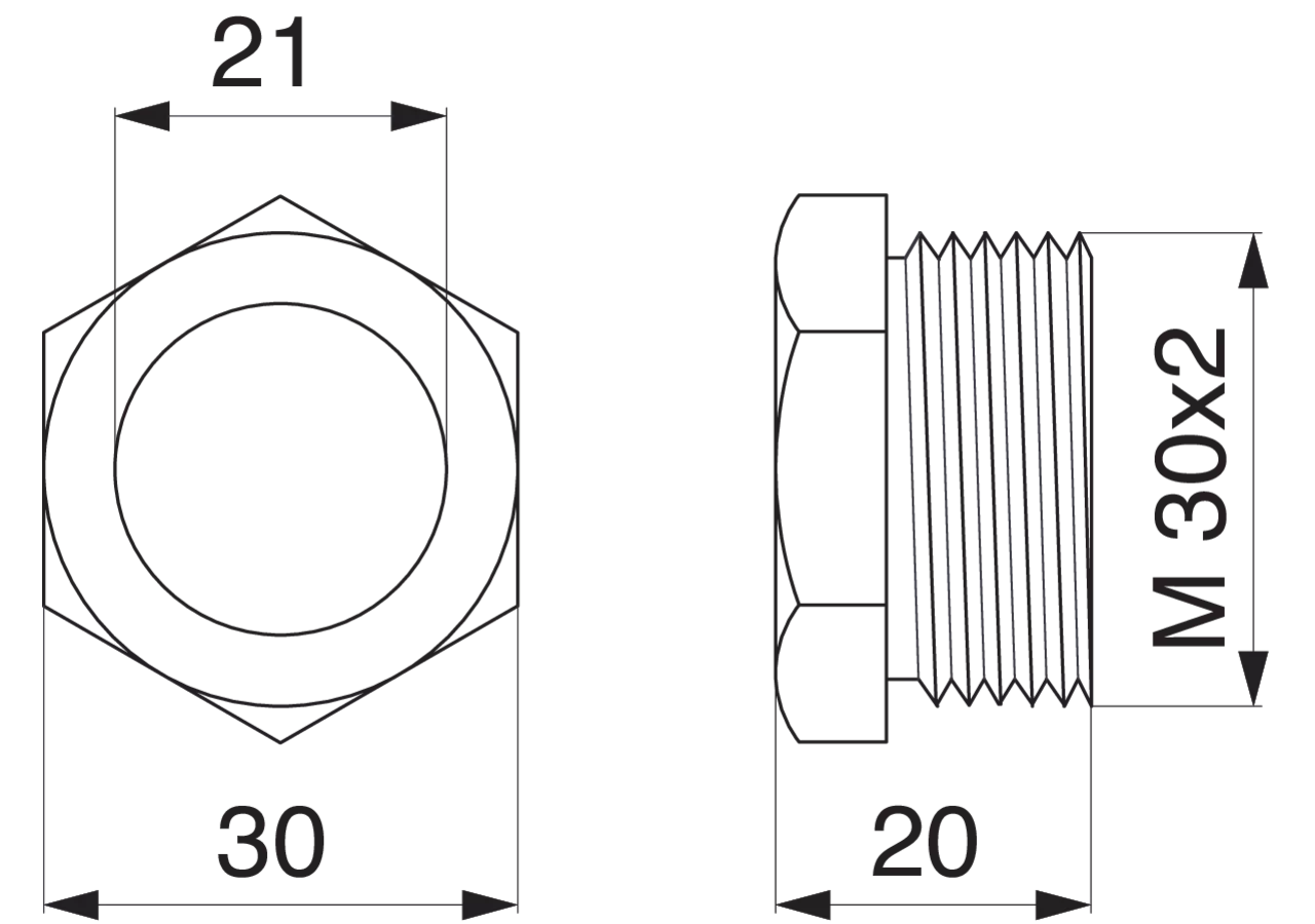 Stopfbuchsenmutter M30 x 2,0 mm MZ MZ