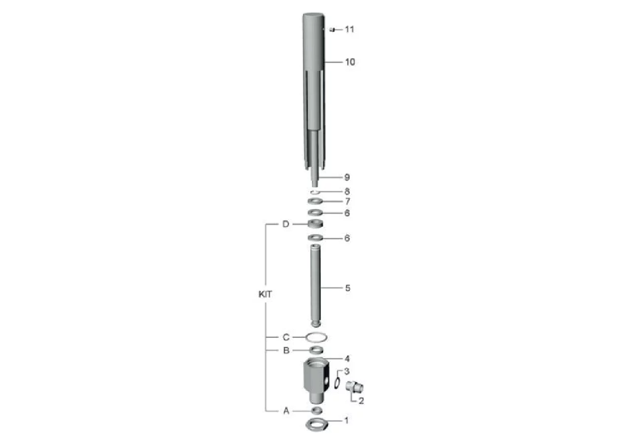 Öffnungszylinder 6 Zoll, einfachwirkend, 150 mm Hub, Kolbenstange 16 mm MZ 0500 MZ