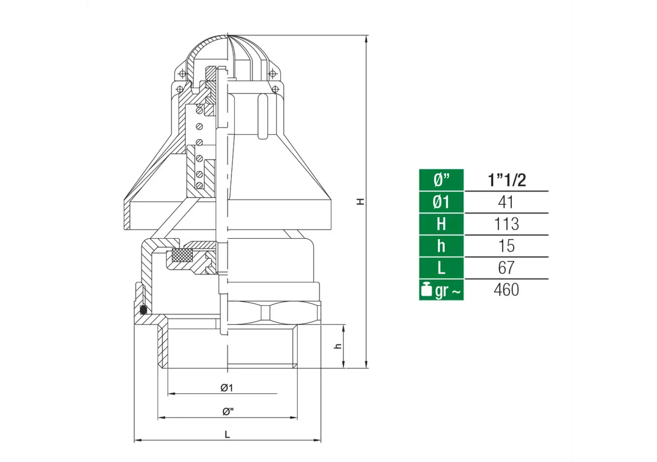 Unterdruckventil 1 1/2 Zoll MZ 0810 MZ