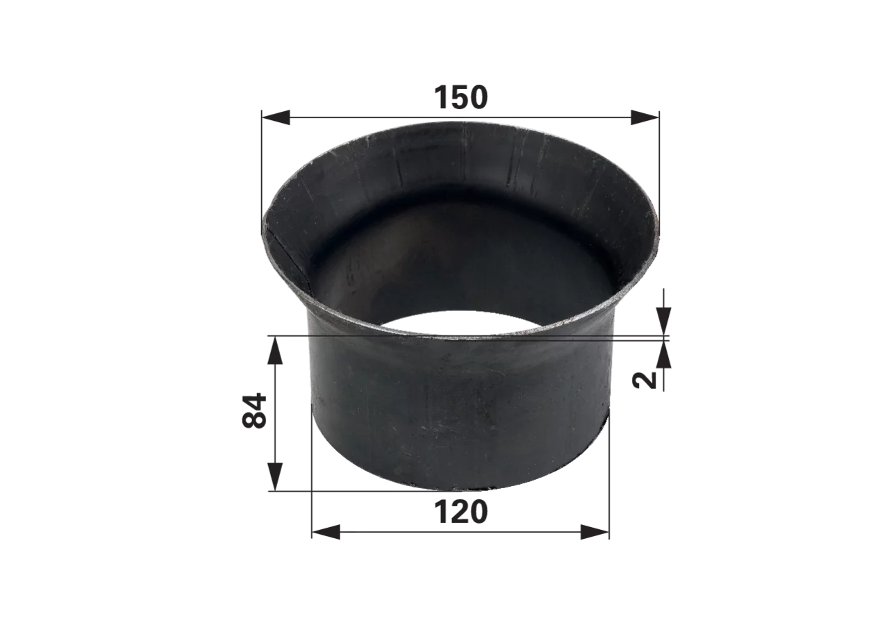 Reduzierstück AD 150 x AD 120 x S 2 mm, roh-Schwarz GartenShop24