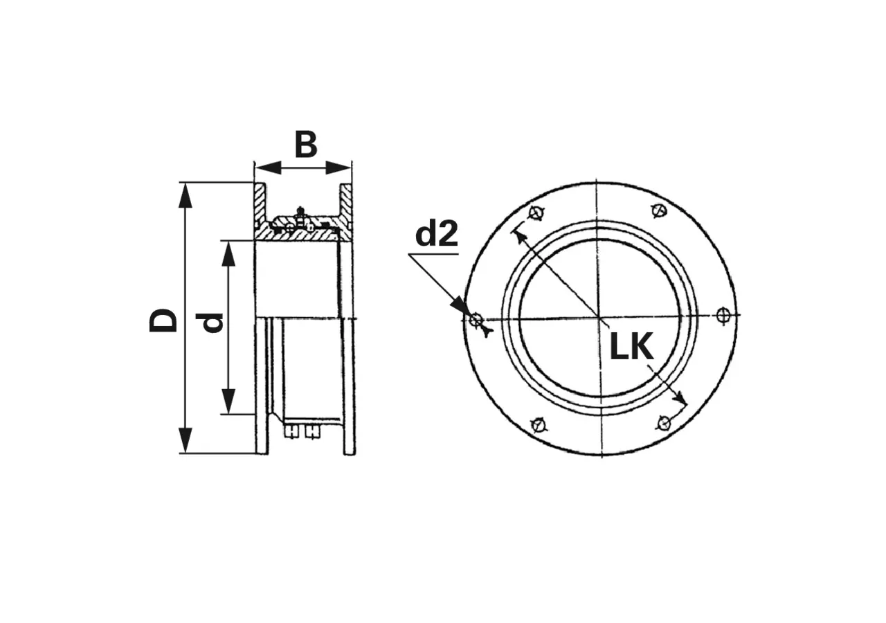 Drehflansch AD 350 x ID 200 mm, mit Ablass 3/8 Zoll MZ 0720 MZ