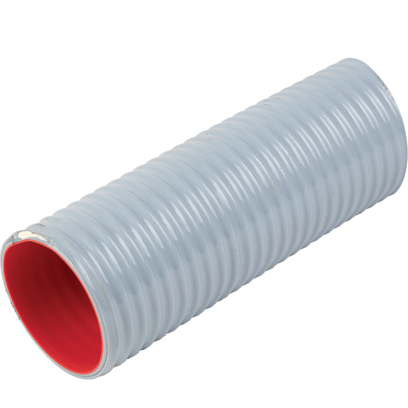 Saug-/Druckschlauch PVC ID 90 mm Urano PU-AS mit PVC-Spirale und Stahldraht, innen rot außen grau