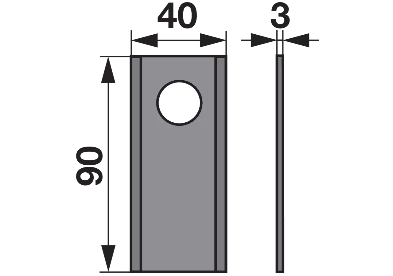 Kreiselmäherklinge gerade, L 90 x B 40 x S 3 mm, d 19 mm, 25 Stück Prillinger Premium Prillinger Premium