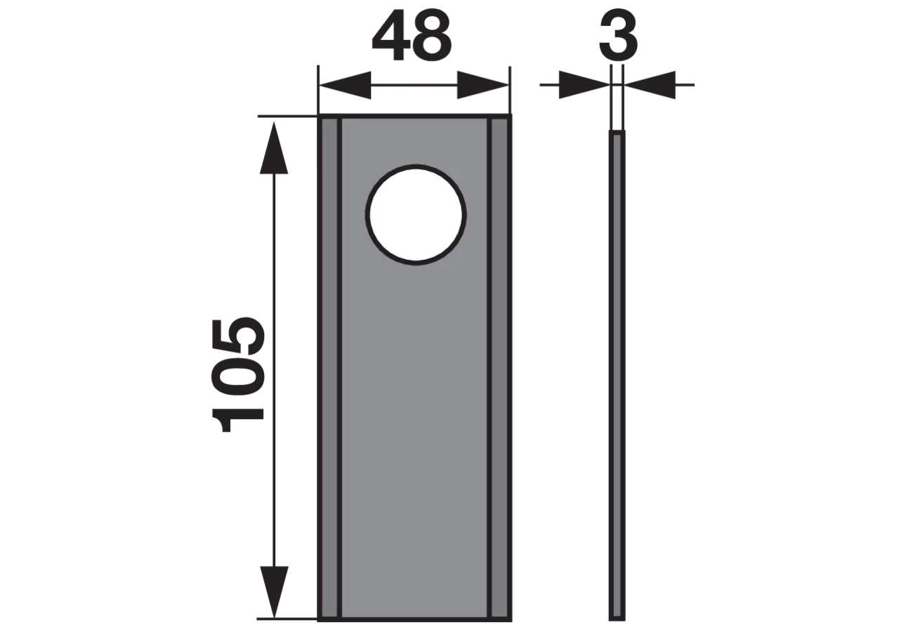 Kreiselmäherklinge gerade, L 105 x B 48 x S 3 mm, d 21 mm, 25 Stück Prillinger Premium Prillinger Premium