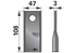 Kreiselmäherklinge rechts, L 108 x B 47 x S 3 mm, d 21 mm, 25 Stück GartenShop24