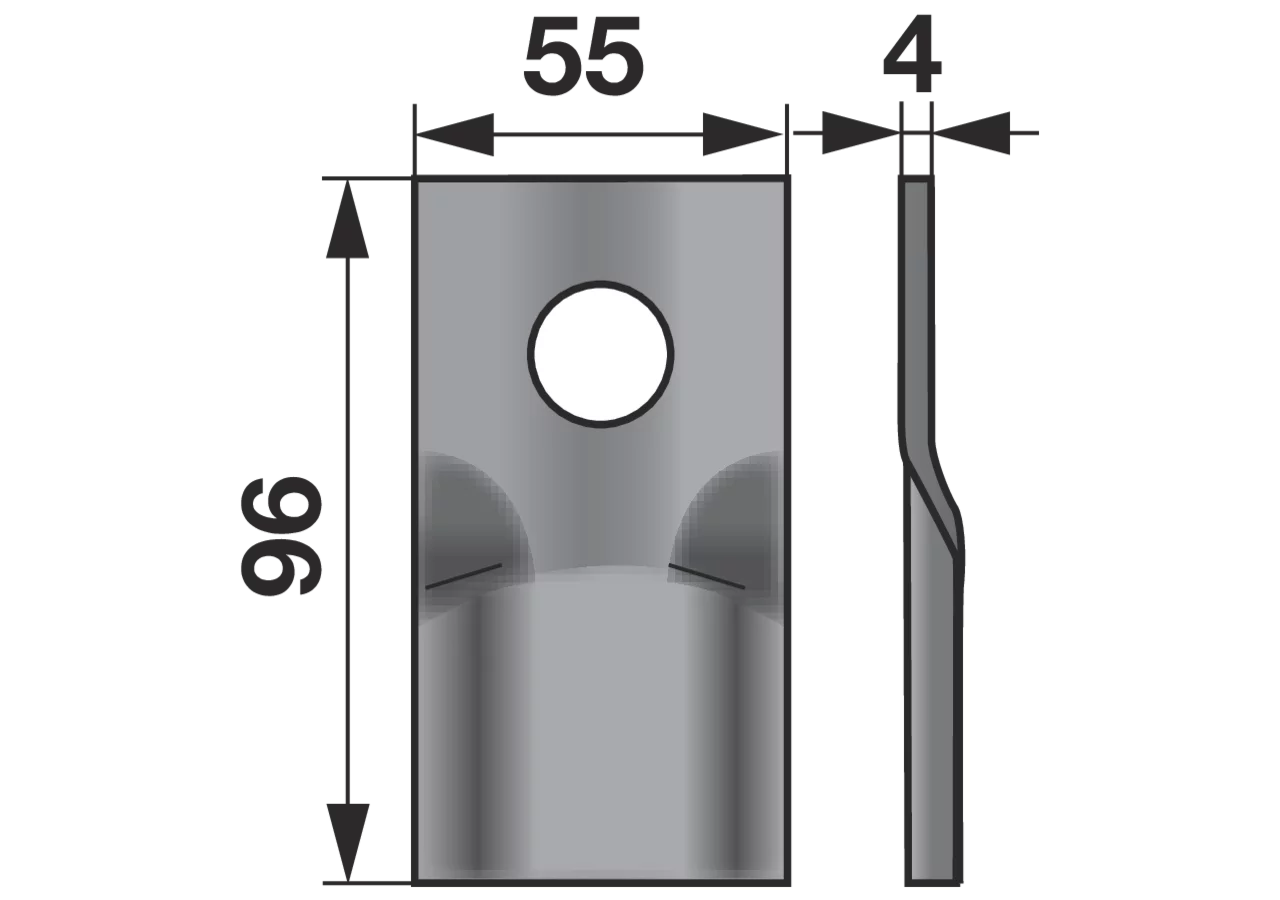 Kreiselmäherklinge dachförmig, L 96 x B 55 x S 4 mm, d 19 mm, 25 Stück Prillinger Premium Prillinger Premium