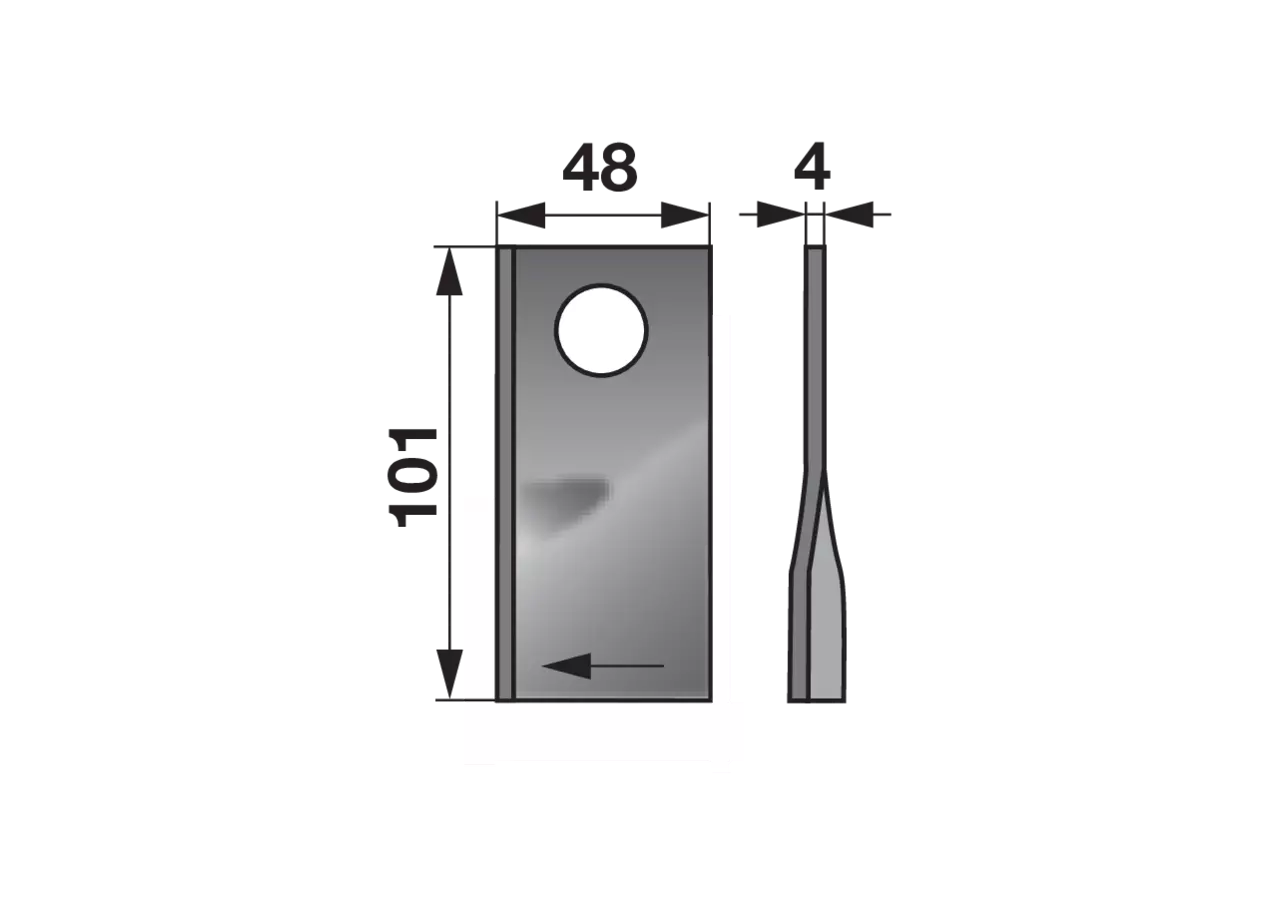 Kreiselmäherklinge rechts, L 101 x B 48 x S 4 mm, d 23 mm, 25 Stück Prillinger Premium Prillinger Premium