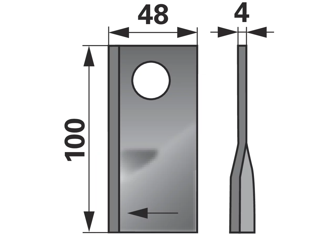Kreiselmäherklinge rechts, L 100 x B 48 x S 4 mm, d 21 mm, 25 Stück Prillinger Premium Prillinger Premium