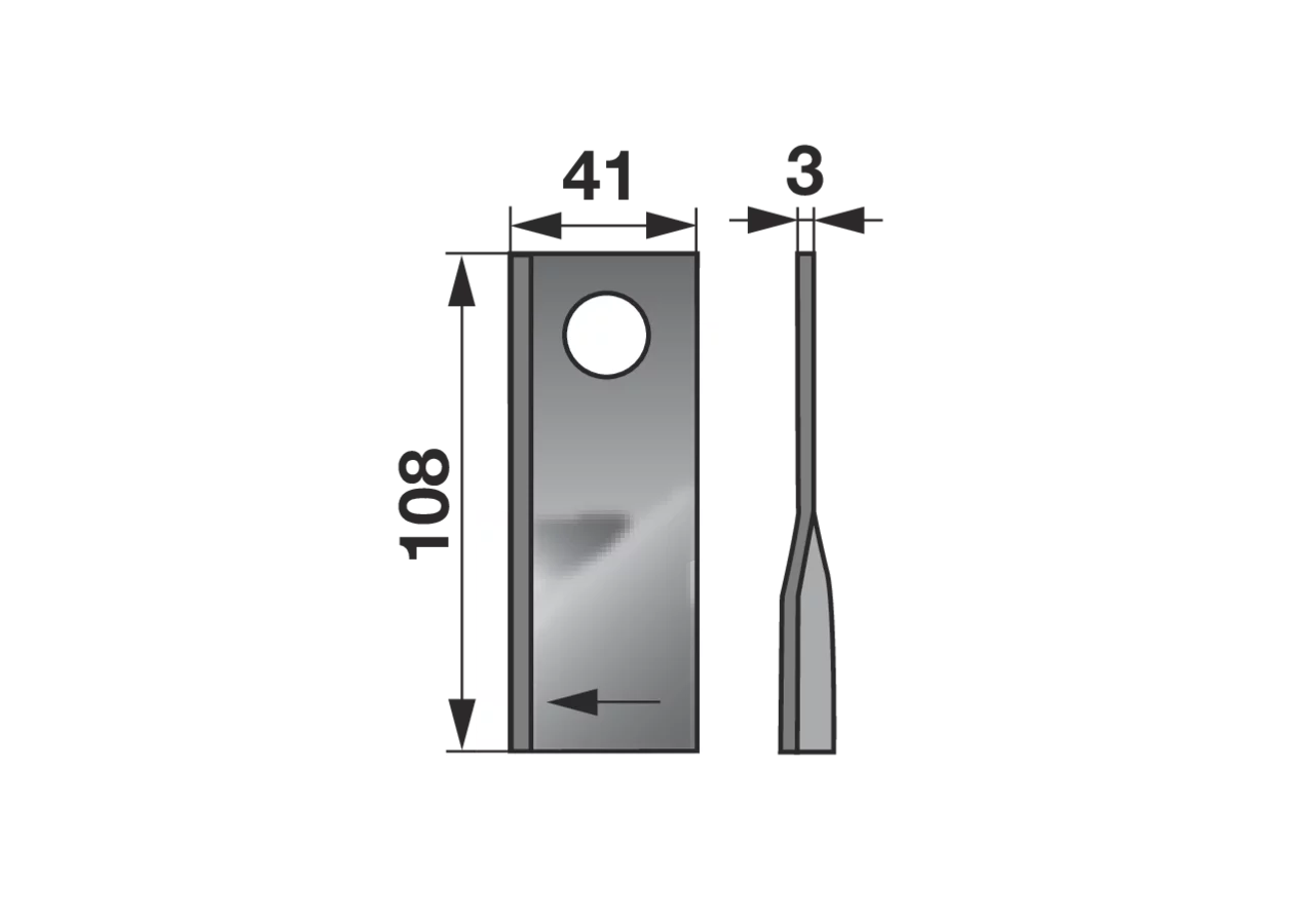 Kreiselmäherklinge rechts, L 108 x B 41 x S 3 mm, d 19 mm, 25 Stück GartenShop24