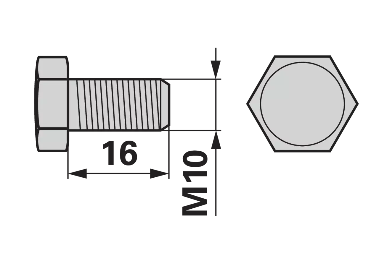 Sechskantschraube M10 x 16 mm – passend für Fella 124508 GartenShop24