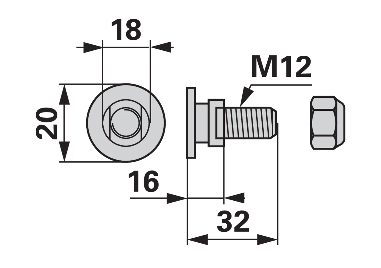 Messerhalterschraube M12, mit Mutter – passend für Kuhn K6801011 GartenShop24