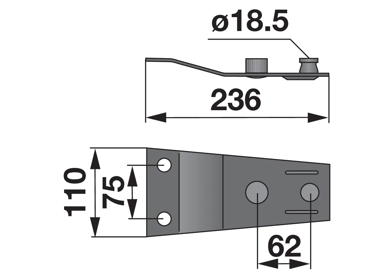 Messerhalter L 236 mm – passend für Pöttinger 434.124 MWS