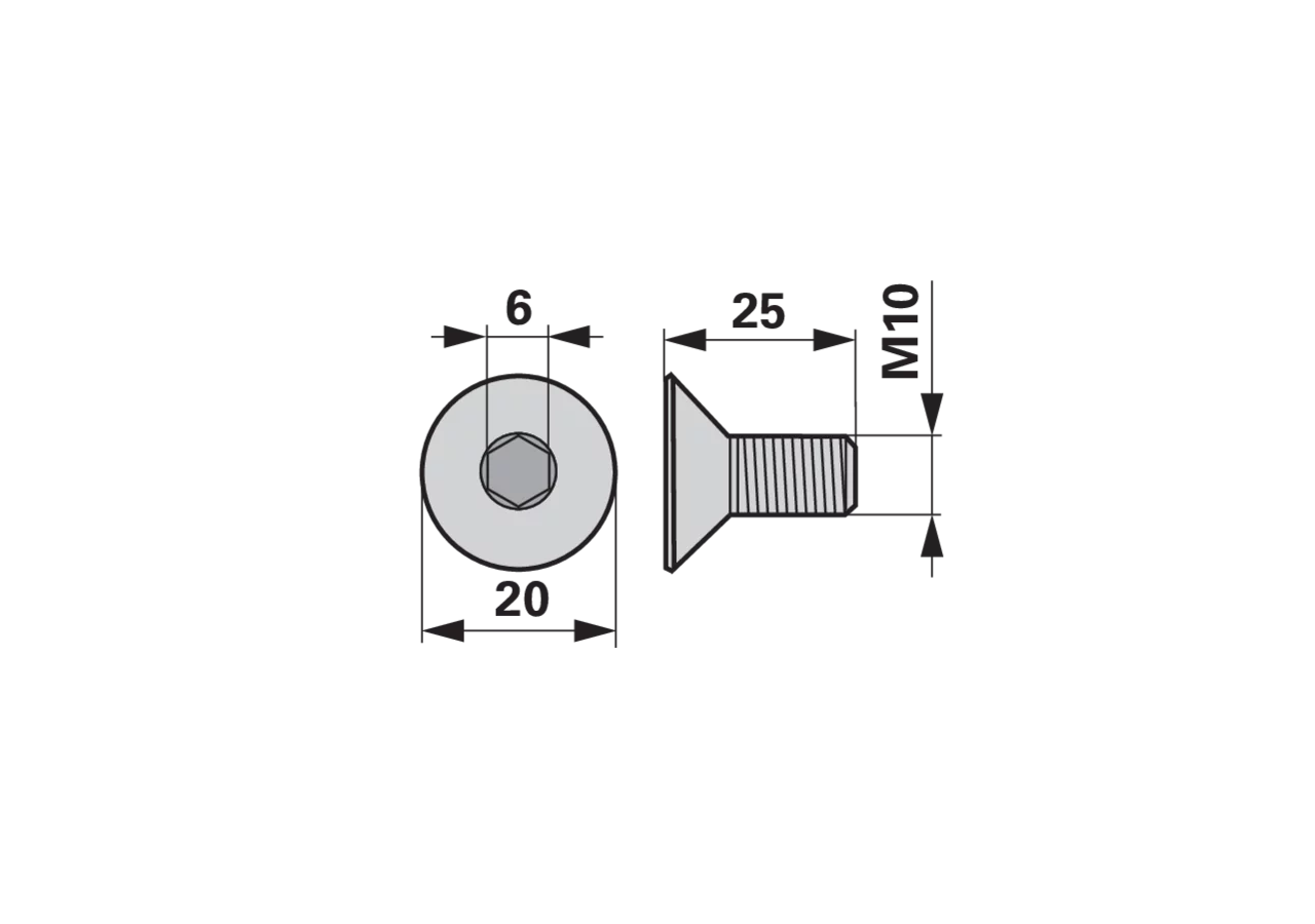 Senkkopfschraube M10 x 25 mm Krone 904043.1 Krone