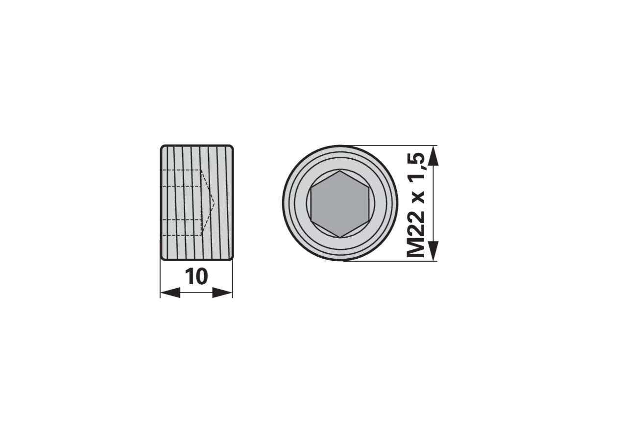 Verschlussschraube M22 x 1,5 x 10 mm, DIN 906 Pöttinger 107.075 Pöttinger