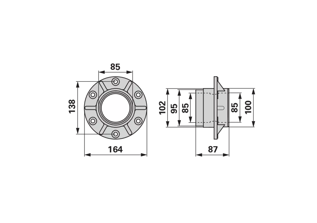 Gleittellernabe ID 85 mm – passend für Deutz-Fahr 06295640 GartenShop24
