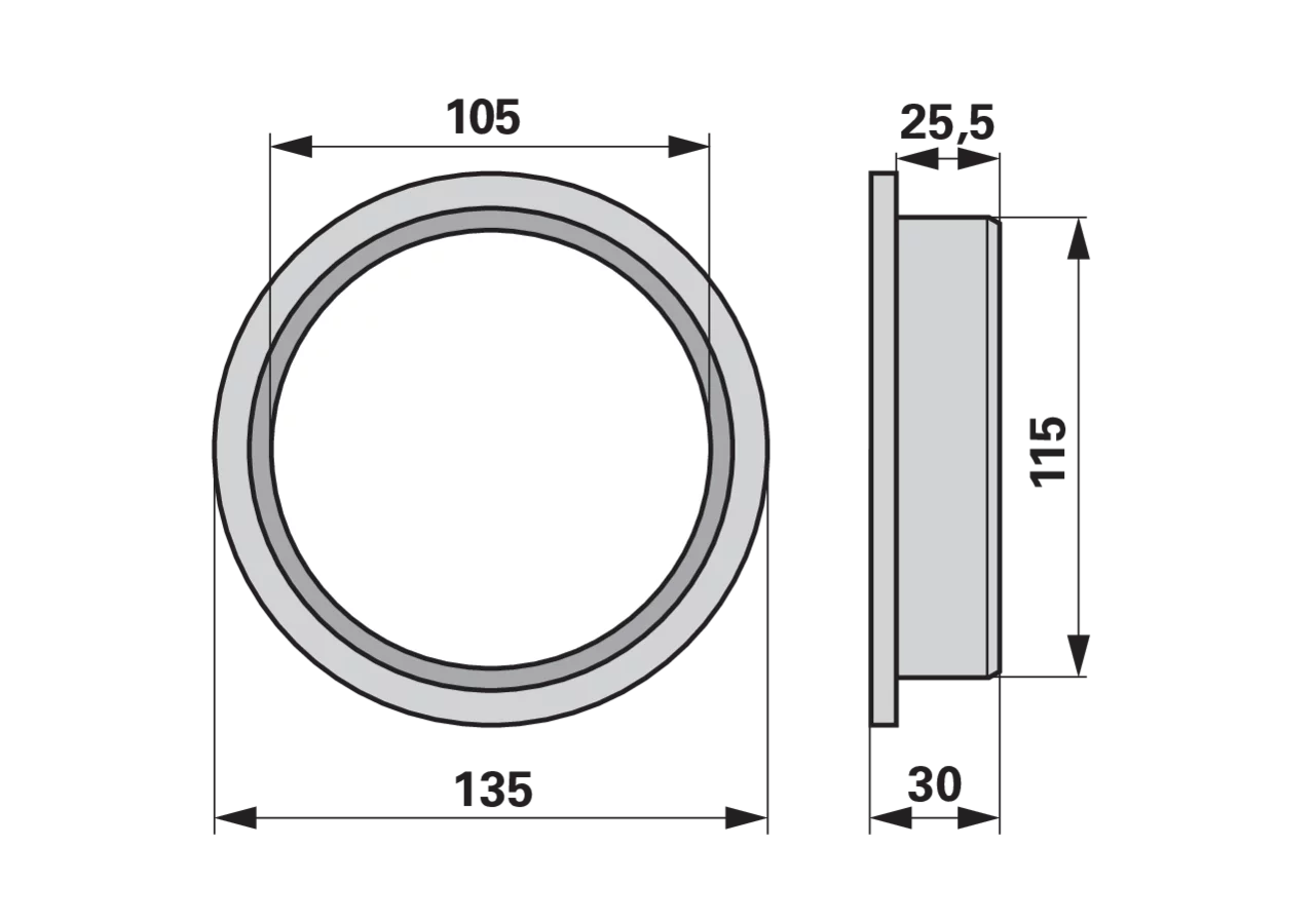 Buchse AD 135 x ID 105 x L 30 mm Krone 145134.1 Krone