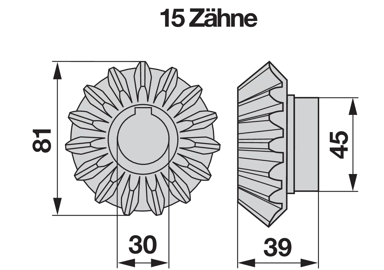 Kegelrad 15 Zähne – passend für Fella 475203 GartenShop24