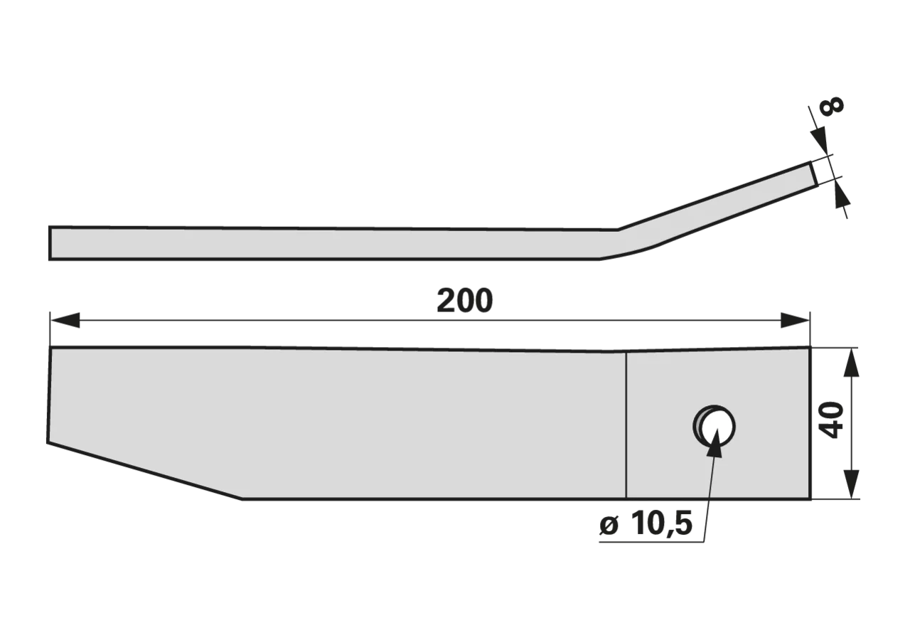 Aufbereiterzinke L 200 mm, links, Kunststoff Pöttinger 625.022 Pöttinger