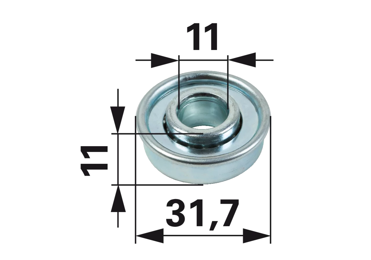 Radlager mit Bund AD 28,5 mm, ID 11 mm GartenShop24 - Hochwertige Gartengeräte