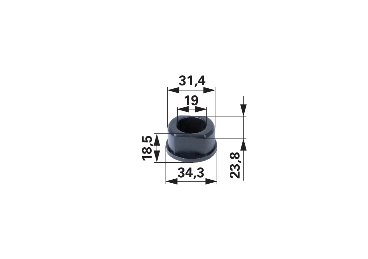 Radbuchse AD 31,4 mm, L 18,5 mm anstelle von MTD 7410199, 7410490, 750204 GartenShop24 - Hochwertige Gartengeräte