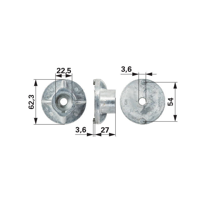 Murray Messerhalter ID 15 mm 94207 – Detailansicht Innenverzahnung, Außendurchmesser 54 mm