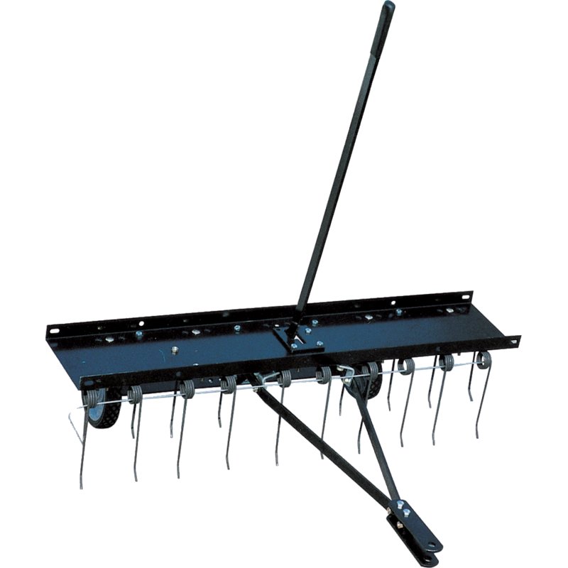 Rasenlüfter Anhänger 100 cm Arbeitsbreite 35 kg mit 20 Haken auf Stahlfedern und 2 Transporträdern