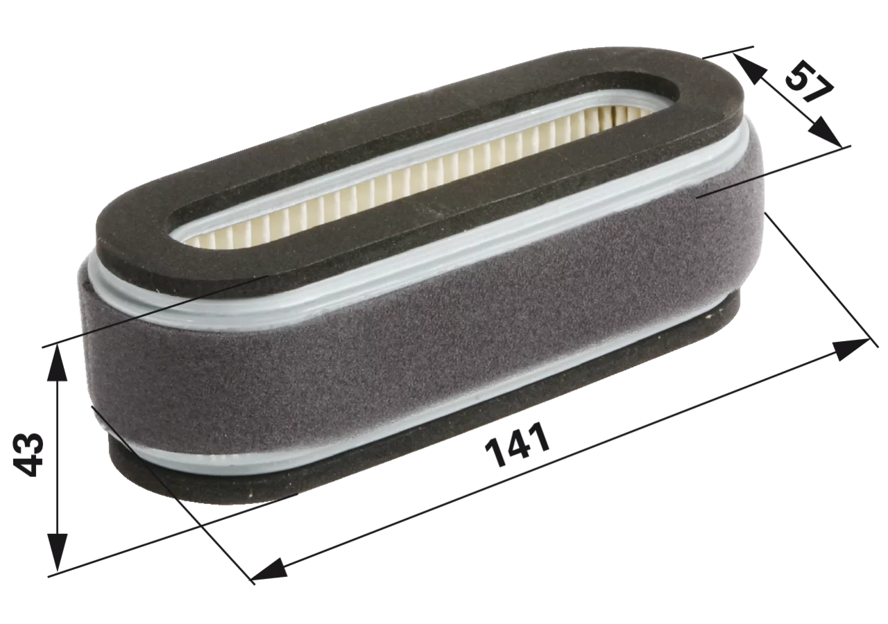 Luftfilter oval 141 x 57 mm passend für Kubota 1210111210 GartenShop24 - Hochwertige Gartengeräte
