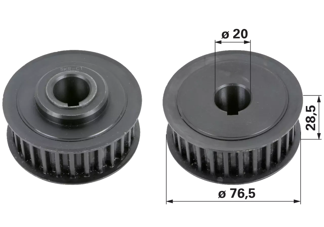 Zahnriemenscheibe AD 76,5 mm, 28 Zähne passend zu Castel Garden TC102 – anstelle von 256015600 GartenShop24 - Hochwertige Gartengeräte