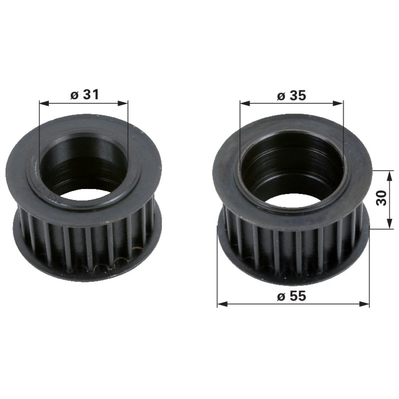 GGP Zahnriemenscheibe 256015610 AD 55 mm 20 Zähne – Original-Ersatzteil von GGP