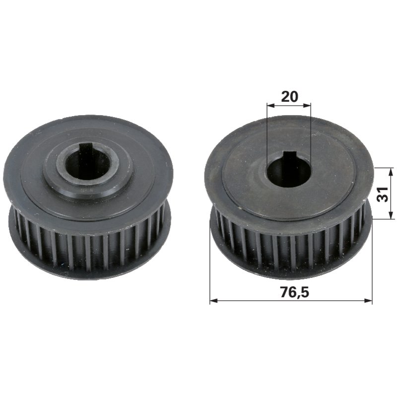 Zahnriemenscheibe 256015620 TC122 GGP – Original-Ersatzteil, 28 Zähne, Außendurchmesser 76,5 mm