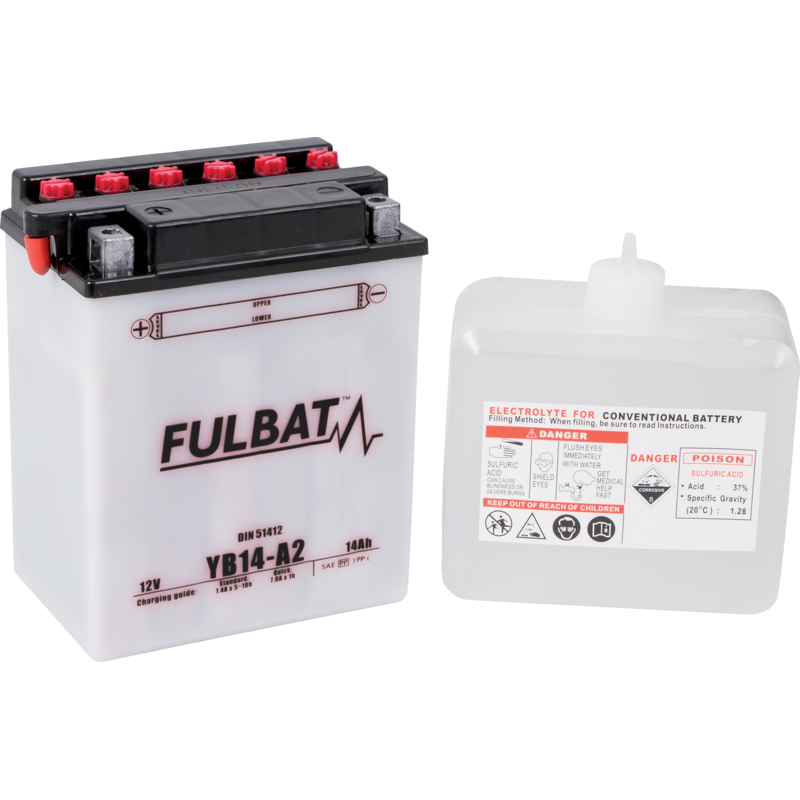 Fulbat Batterie 12 V 14 Ah FB14-A2 – trocken vorgeladen mit Säurepackung