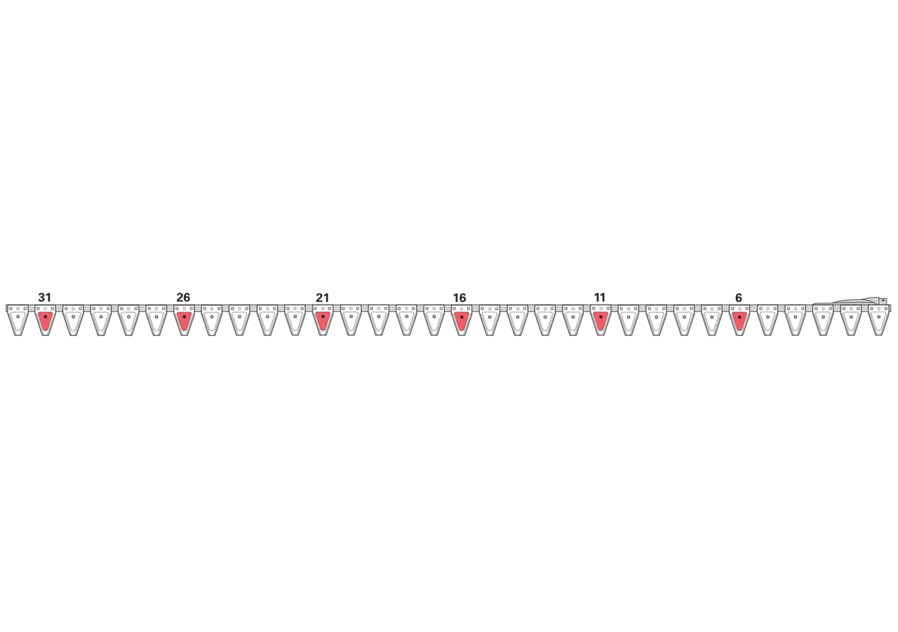 Untermesser L 260 cm, mit Messerkopf, rechts, 32 Klingen,T84, glatt ESM 2657990 ESM