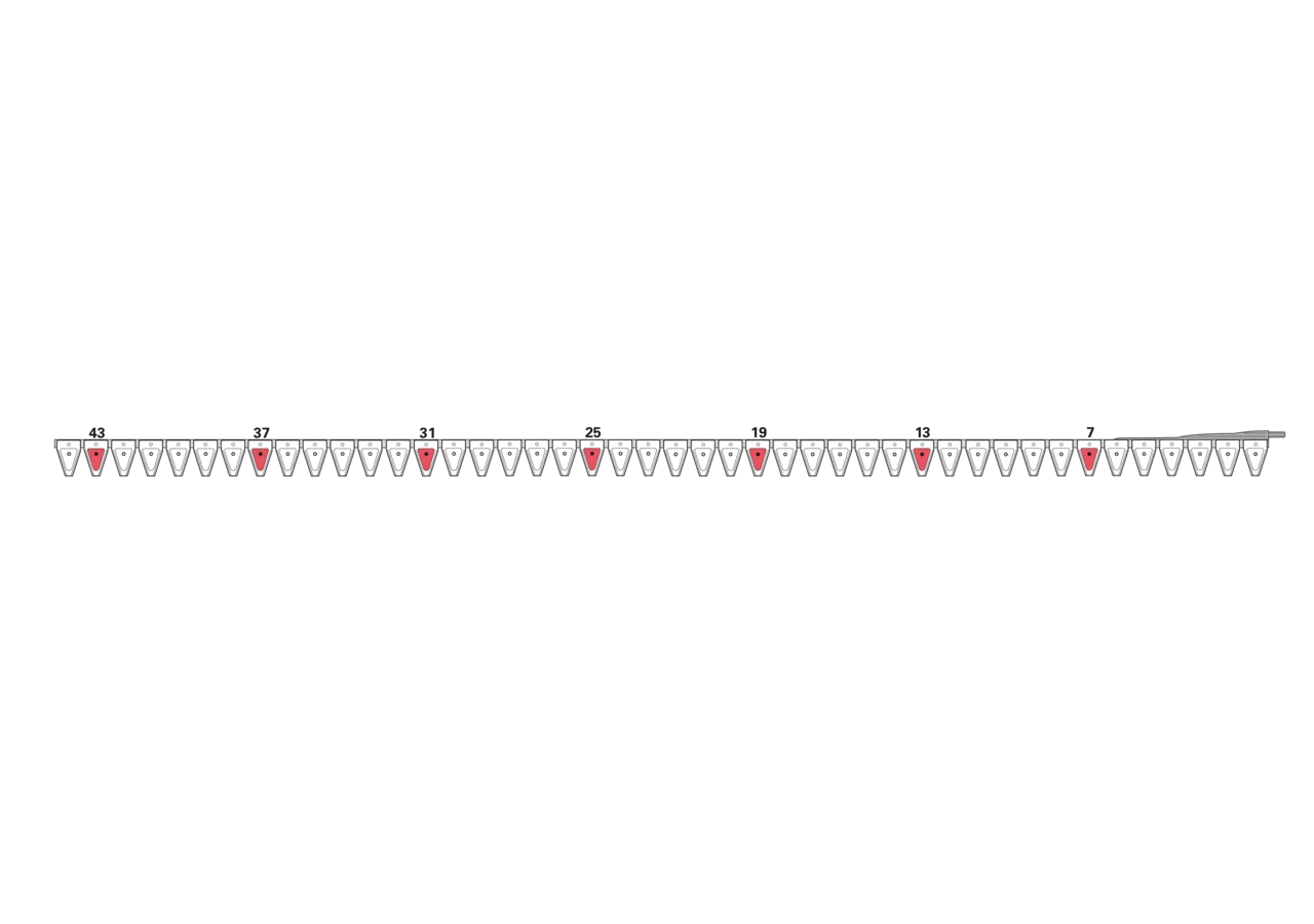 Untermesser L 301 cm, mit Messerkopf rechts, 44 Klingen, T70, gezahnt ESM bidux 2657876 ESM