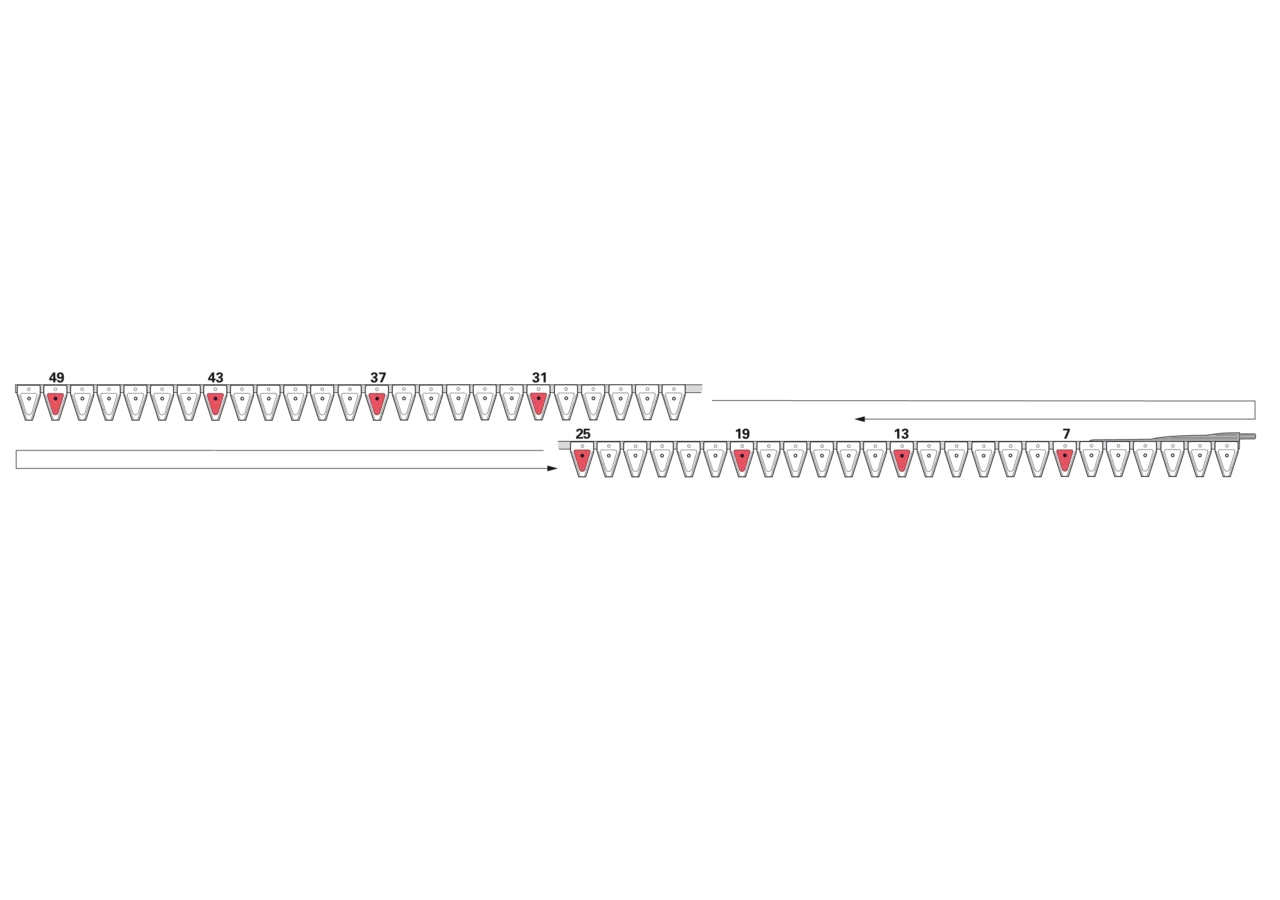 Untermesser L 343 cm, mit Messerkopf rechts, 50 Klingen, T70, gezahnt ESM bidux 2657885 ESM