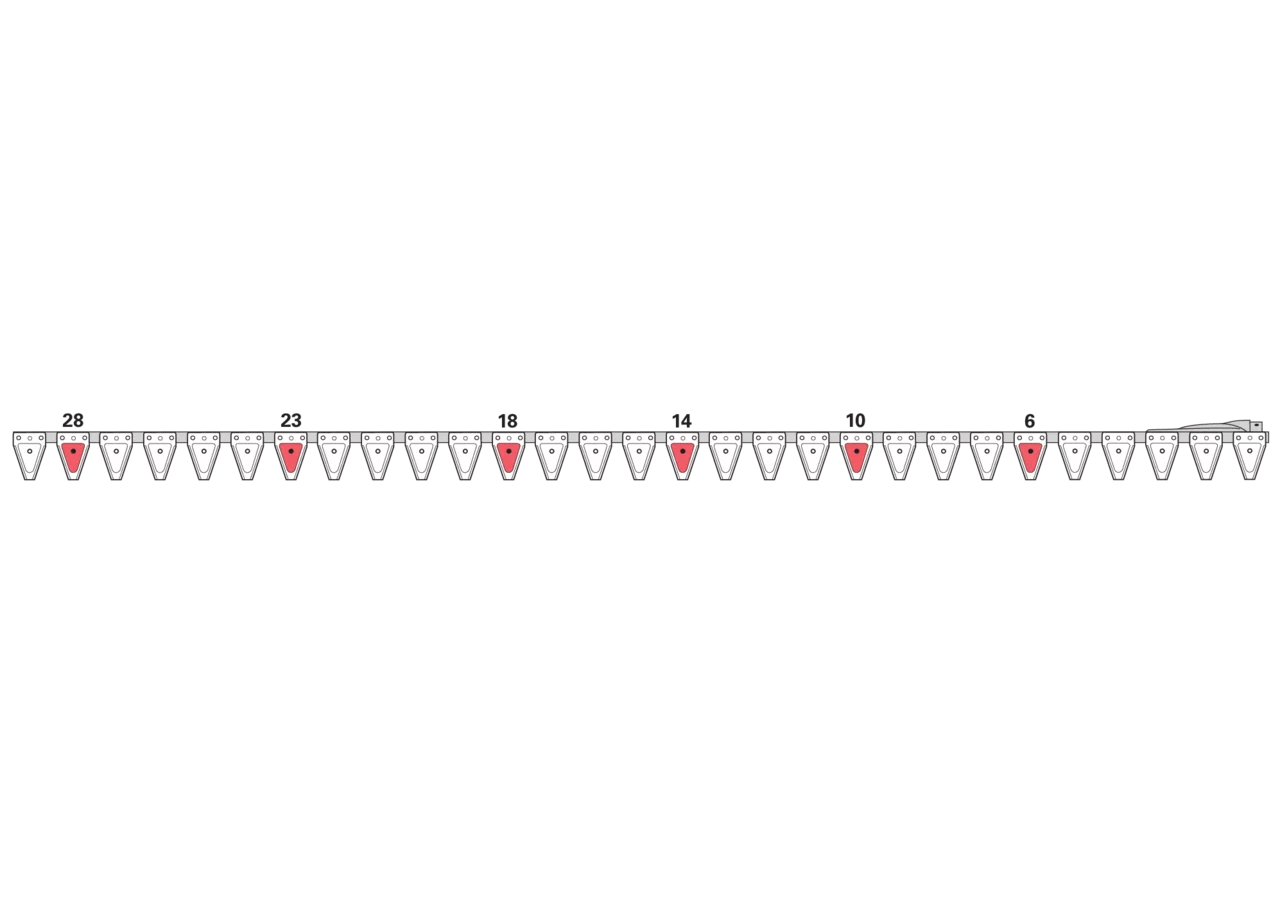Untermesser L 235 cm, mit Messerkopf rechts, 29 Klingen, T84, glatt ESM 265.8460 ESM