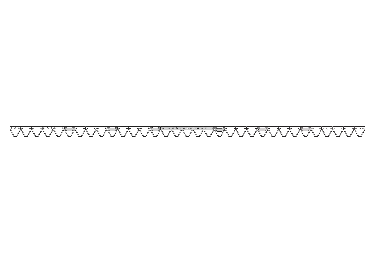 Mähmesser L 250 cm, 33 Klingen, gezahnt, DIN 80 Schröckenfux