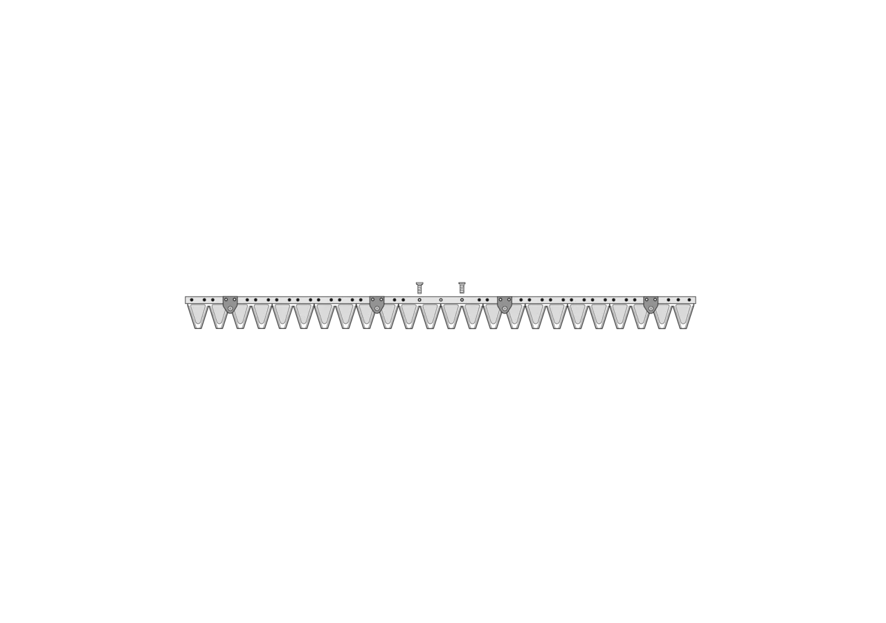 Obermesser L 122 cm, 24 Klingen, T51, glatt, Typ KFD/KKB Köppl 221B0900 Köppl