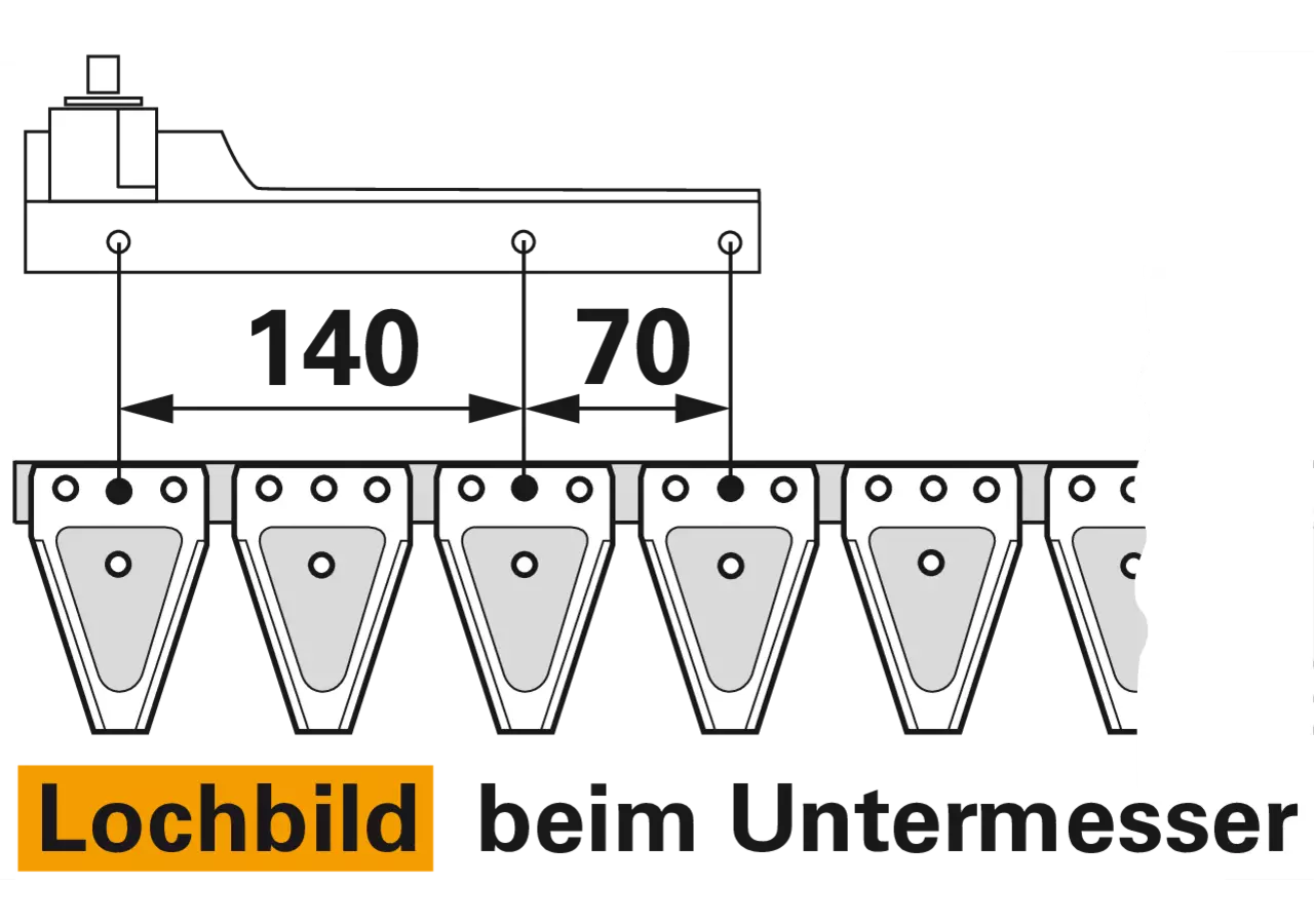 Untermesser L 196 cm, ohne Messerkopf, 29 Klingen, T70, glatt ESM 2654110 ESM