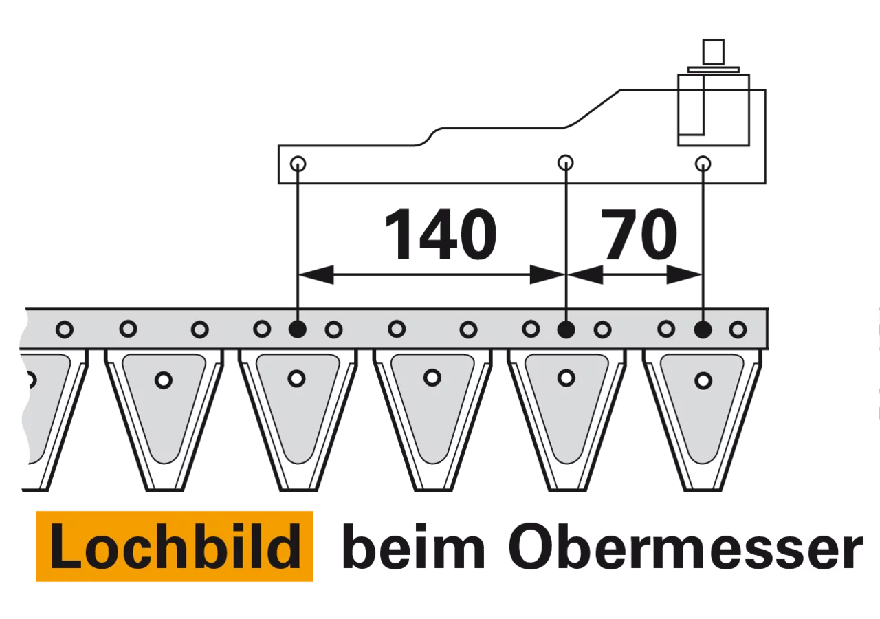 Obermesser L 238 cm, ohne Messerkopf, 35 Klingen, T70, glatt ESM 2624120 ESM