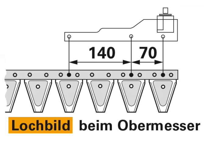 Obermesser L 182 cm, ohne Messerkopf, 27 Klingen, T70, glatt ESM 2624030 ESM