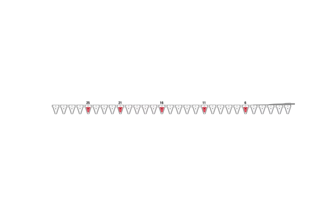 Untermesser L 225 cm, mit Messerkopf, rechts, 29 Klingen, T84, glatt ESM 2655160 ESM