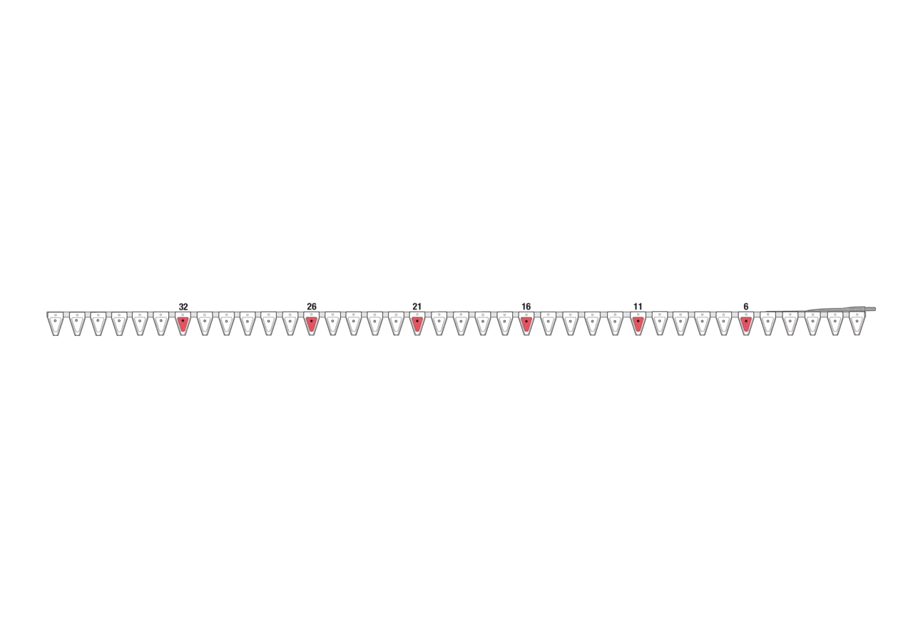 Untermesser L 310 cm, mit Messerkopf, rechts, 38 Klingen, T84, glatt ESM 2655150 ESM