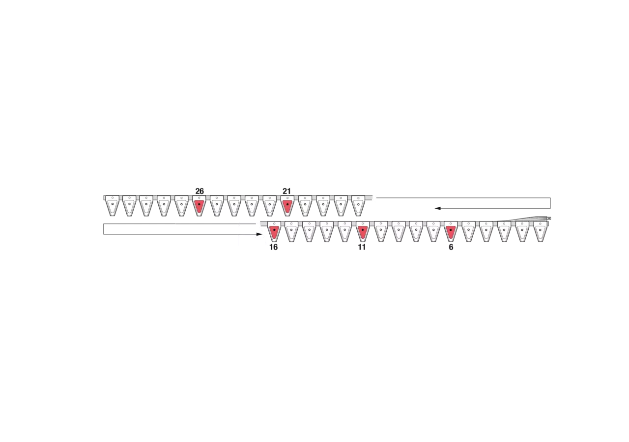 Untermesser L 225 cm, mit Messerkopf, rechts, 31 Klingen, T76, glatt ESM 2655580 ESM
